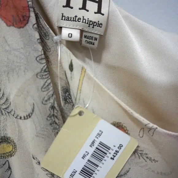 Haute Hippie Silk Poppy Dress One Shoulder Asymmetrical Mini Size 0 XS NWT - Picture 5 of 6